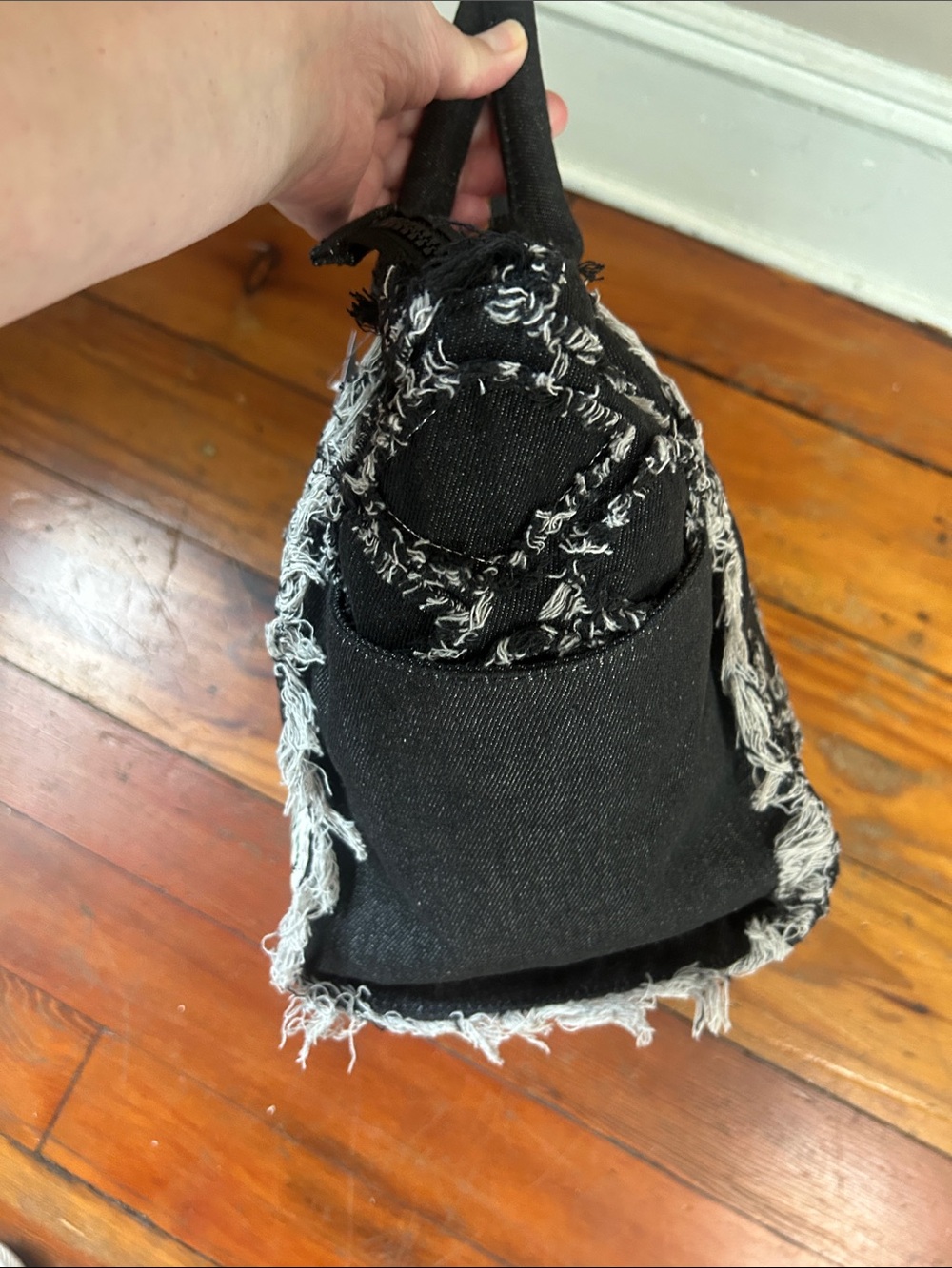 Wildfox Black Denim Fringe Crossbody Tote - Picture 8 of 12